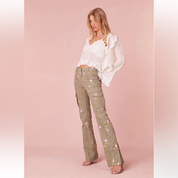 EUC LOVESHACKFANCY Atworth Pant in Olive Green - Picture 5 of 7